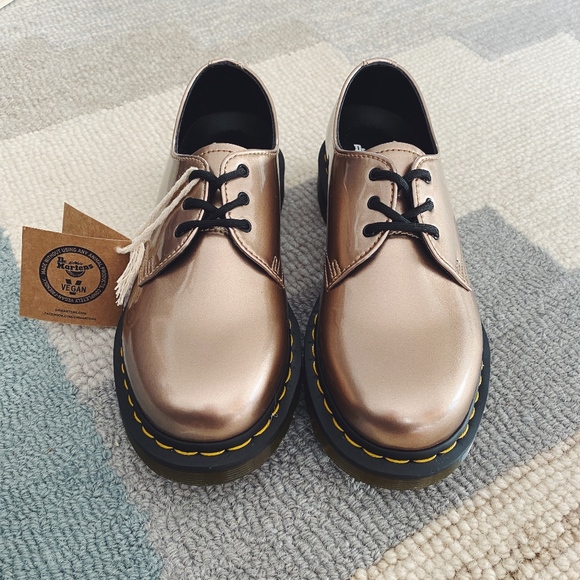 Dr. Martens 1461 Vegan Rose Gold Low Top Shoes - Picture 2 of 7